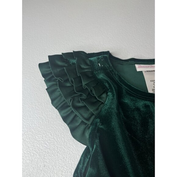 Bonnie Jean Girls Green Velvet Jumpsuit‎ Size 6 With Tags - Picture 5 of 9